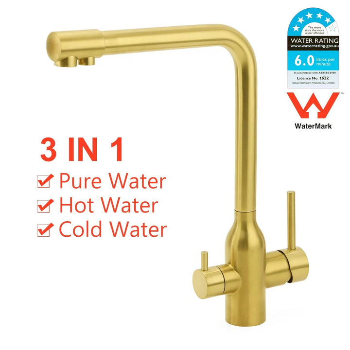 WFW 3-Way Kitchen Mixer Tap (Gold High-Rise)