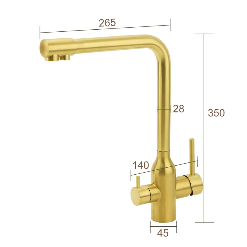 WFW 3-Way Kitchen Mixer Tap (Gold High-Rise)