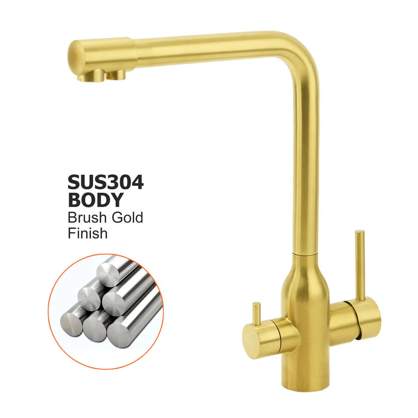 WFW 3-Way Kitchen Mixer Tap (Gold High-Rise)