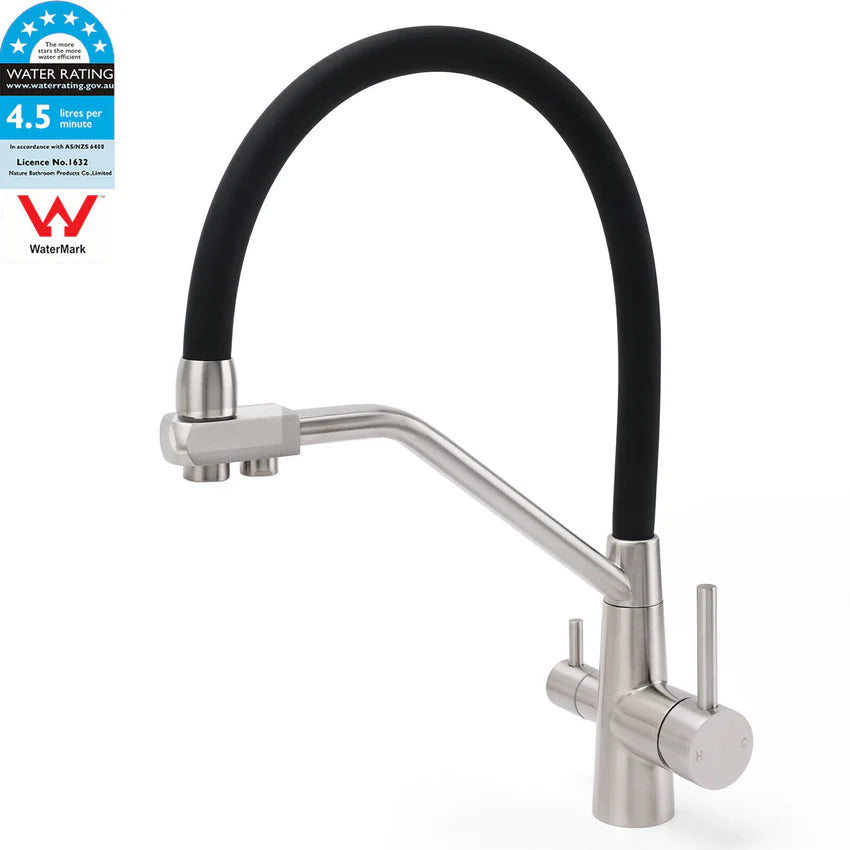 WFW 3-Way Kitchen Mixer Tap (Brushed Nickle Pullout)