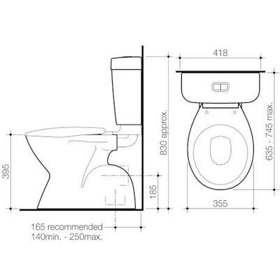 Caroma Aire Concorde P-Trap Toilet Suite - Installed Today
