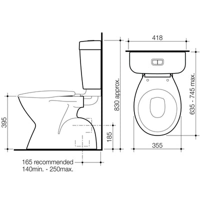 Caroma Aire Concorde S-Trap Toilet Suite - Installed Today