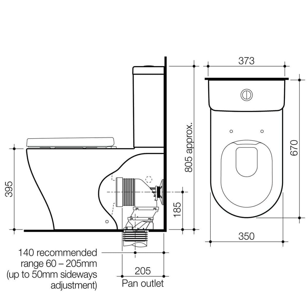 Caroma Luna Clean Flush Wall Face Back Entry Toilet Suite - Installed Today