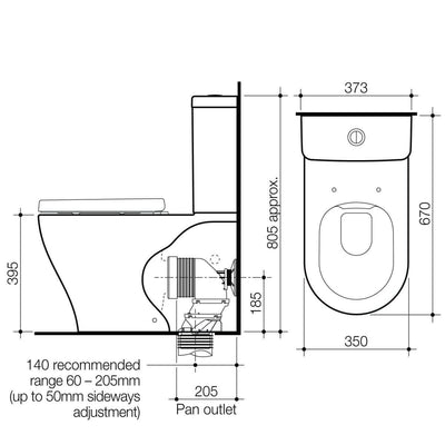 Caroma Luna Clean Flush Wall Face Back Entry Toilet Suite - Installed Today