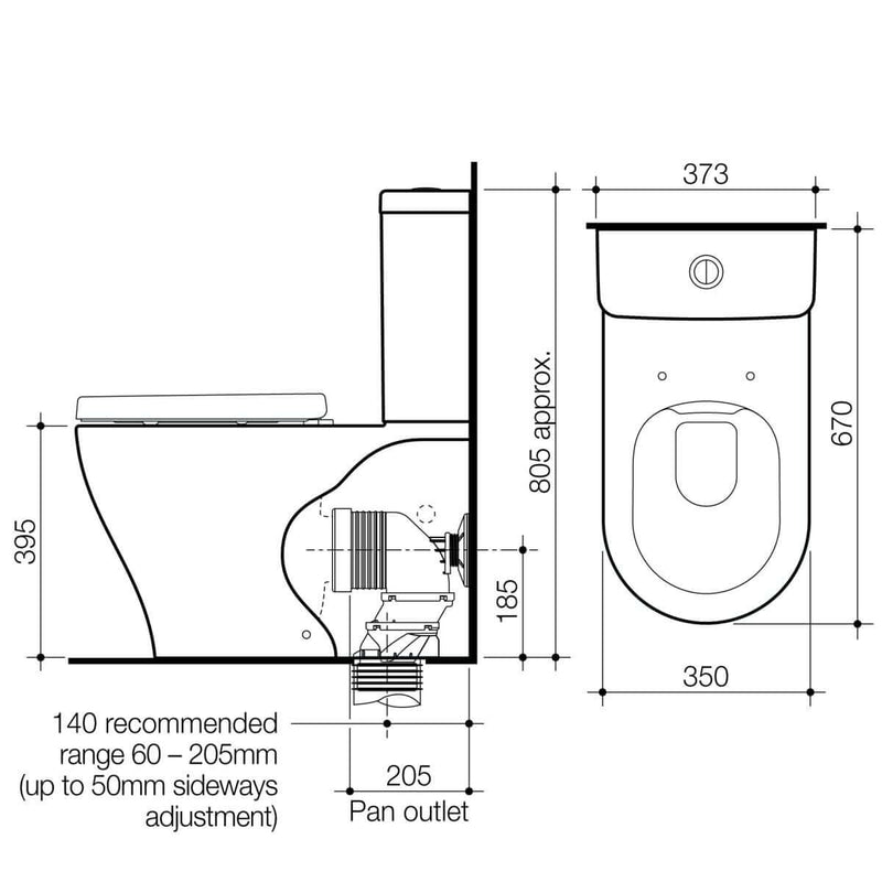 Caroma Luna Clean Flush Wall Face Back Entry Toilet Suite - Installed Today