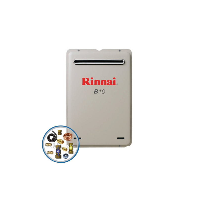 Rinnai B16 Instant Gas Hot Water System with Installed Today optional Valve Kit