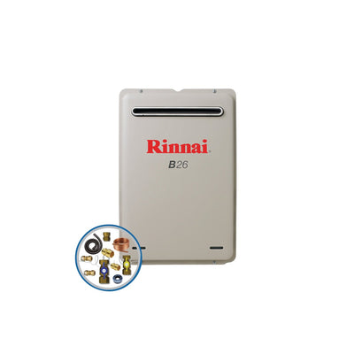 Rinnai B26 Instant Gas Hot Water System with Installed Today optional Valve Kit